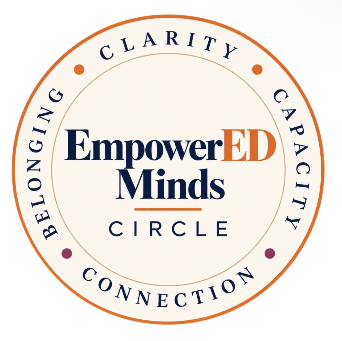 EmpowerED Minds Circle logo with the words clarity, capacity, connection and belonging