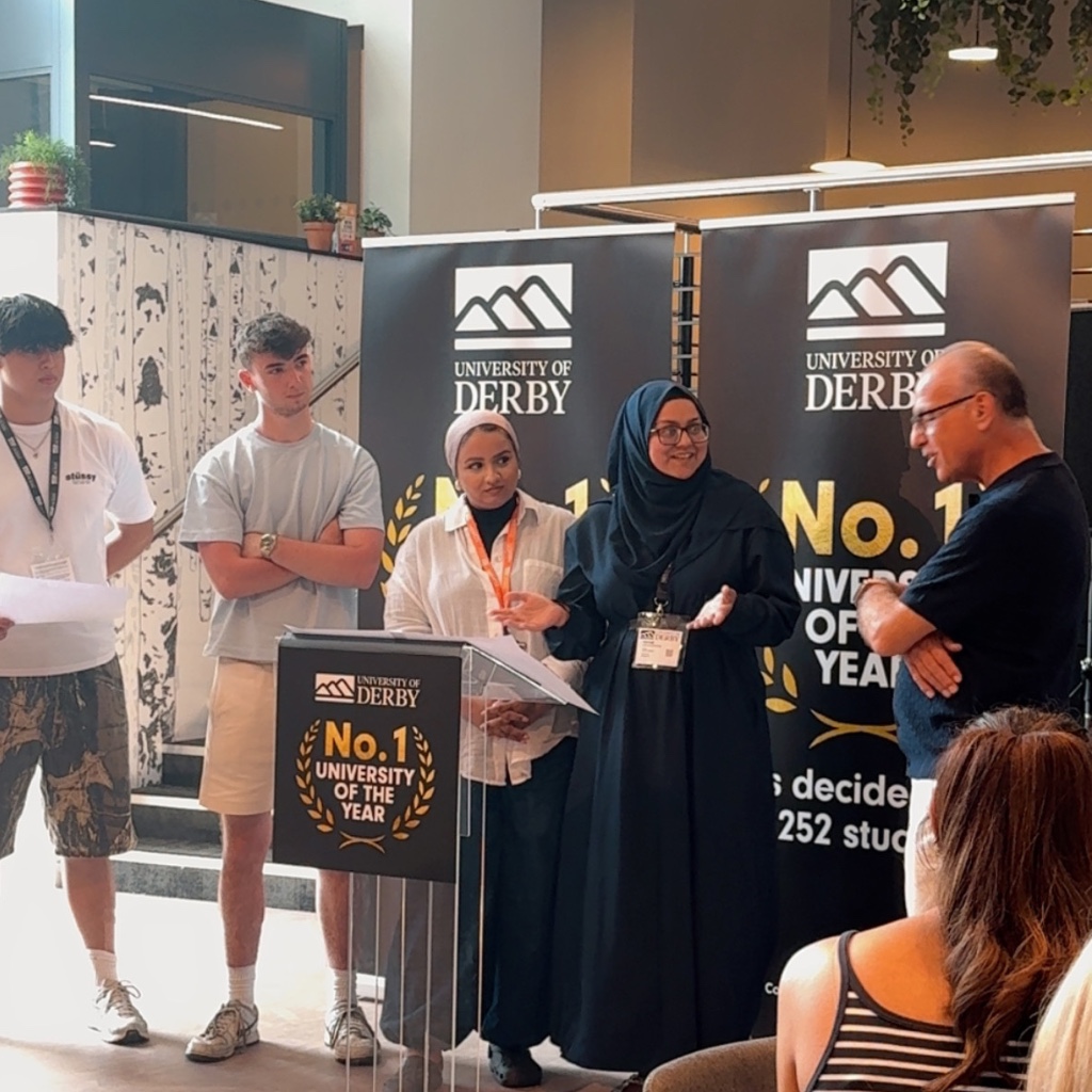 Sofia speaking at the University of Derby